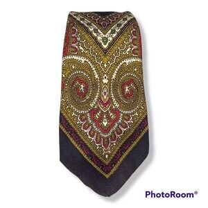 Vintage Sears Silk Paisley Narrow Neck Tie-100% Silk-Retro-70s-USA Made-53"